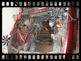 Engine bay before cleaning